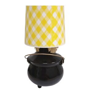 Avon Elusive Cologne Black‎ Cauldron Lamp with Yellow Gingham Shade